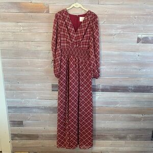 Gal meets glam Robyn red plaid maxi dress size 12 nwt